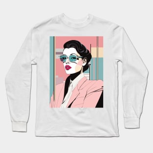 Edge of Expression Art Deco Patrick Nagel 80s Long Sleeve T-Shirt